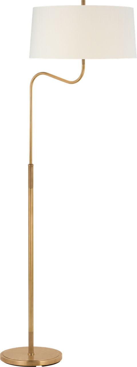 Canto Large Adjustable Floor Lamp in Hand-Rubbed Antique Brass with Linen Shade