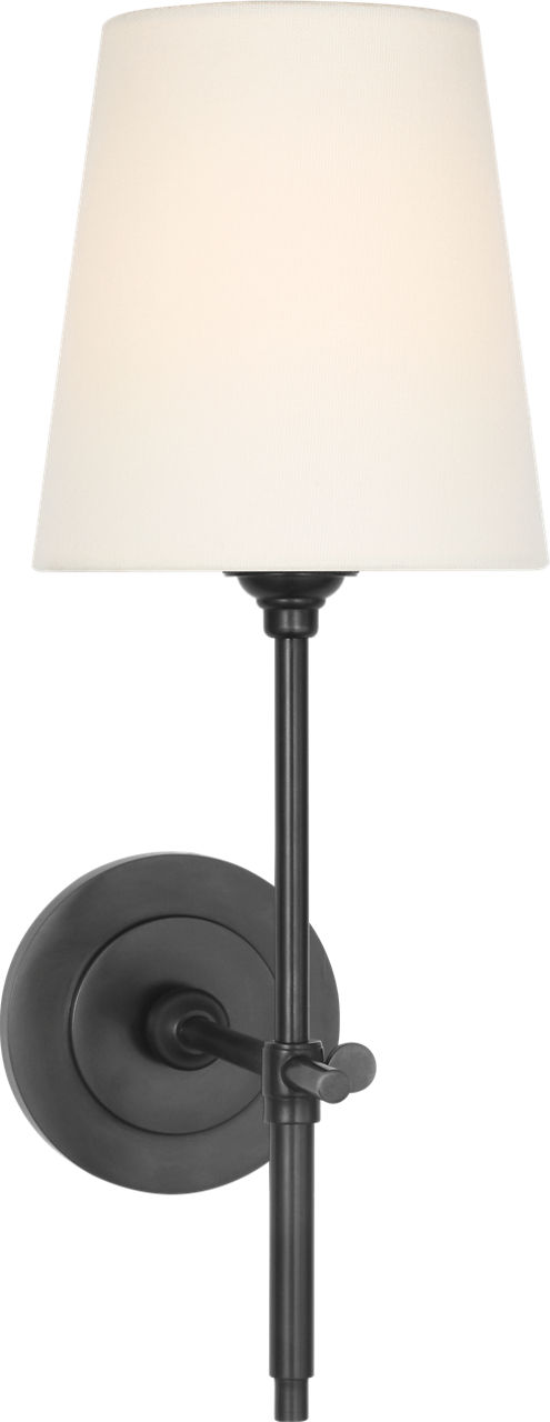 Bryant 15" Cordless Sconce in Bronze with Linen Shade TOB 2038BZ-L-CL