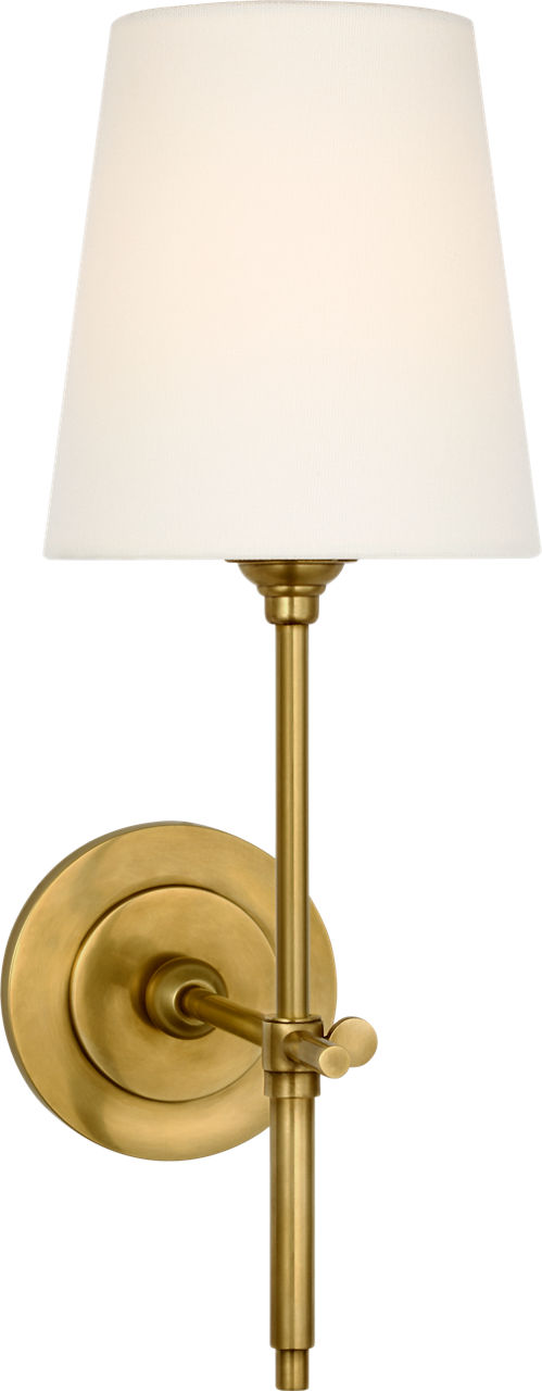 Bryant 15" Cordless Sconce in Hand-Rubbed Antique Brass with Linen Shade TOB 2038HAB-L-CL