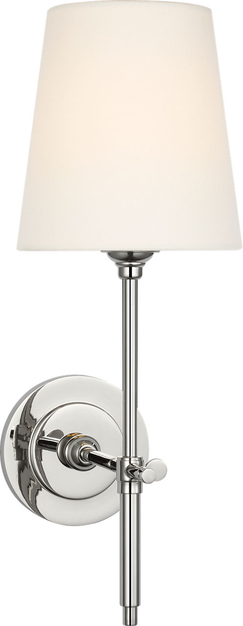 Bryant 15" Cordless Sconce in Polished Nickel with Linen Shade TOB 2038PN-L-CL