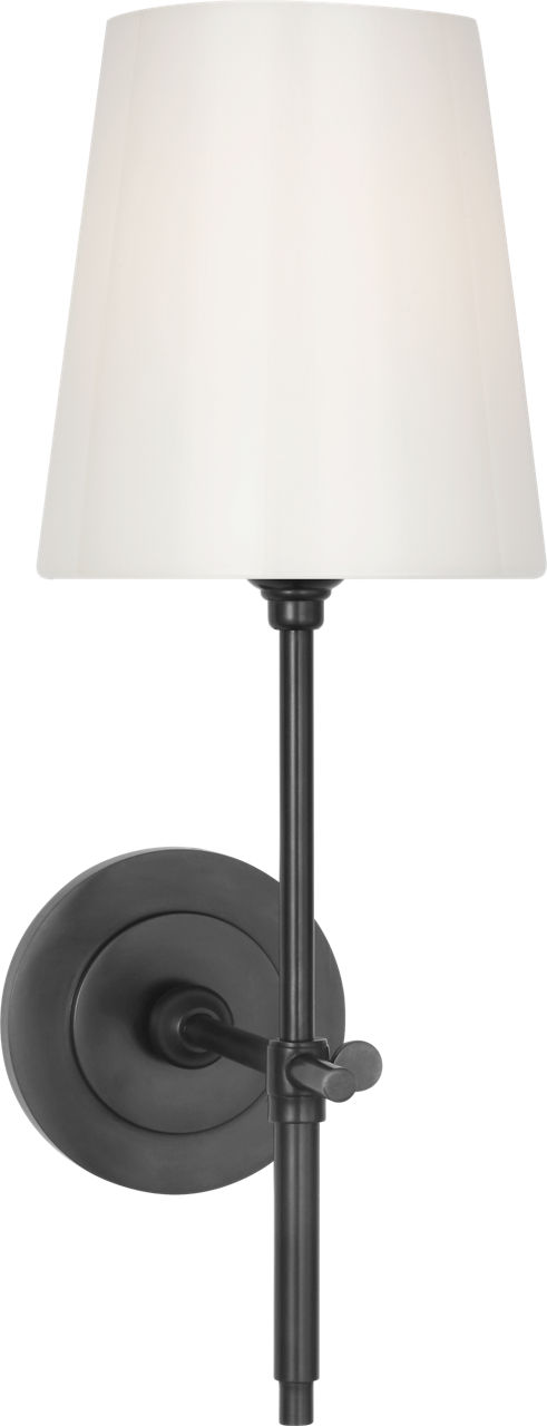 Bryant 15" Cordless Bath Sconce in Bronze with White Glass-TOB 2039BZ-WG-CL