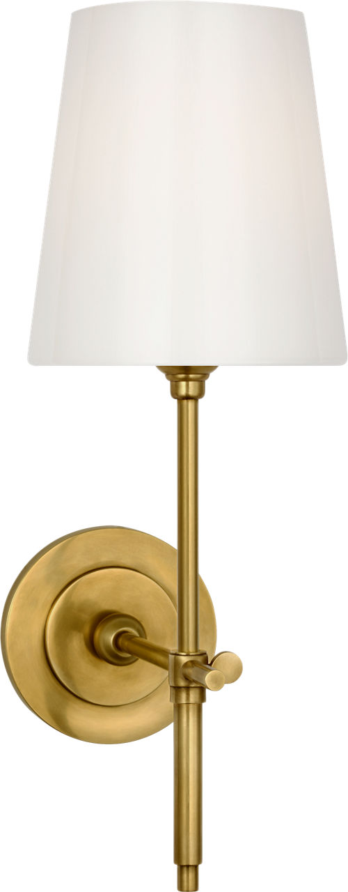 Bryant 15" Cordless Bath Sconce in Hand-Rubbed Antique Brass with White Glass-TOB 2039HAB-WG-CL