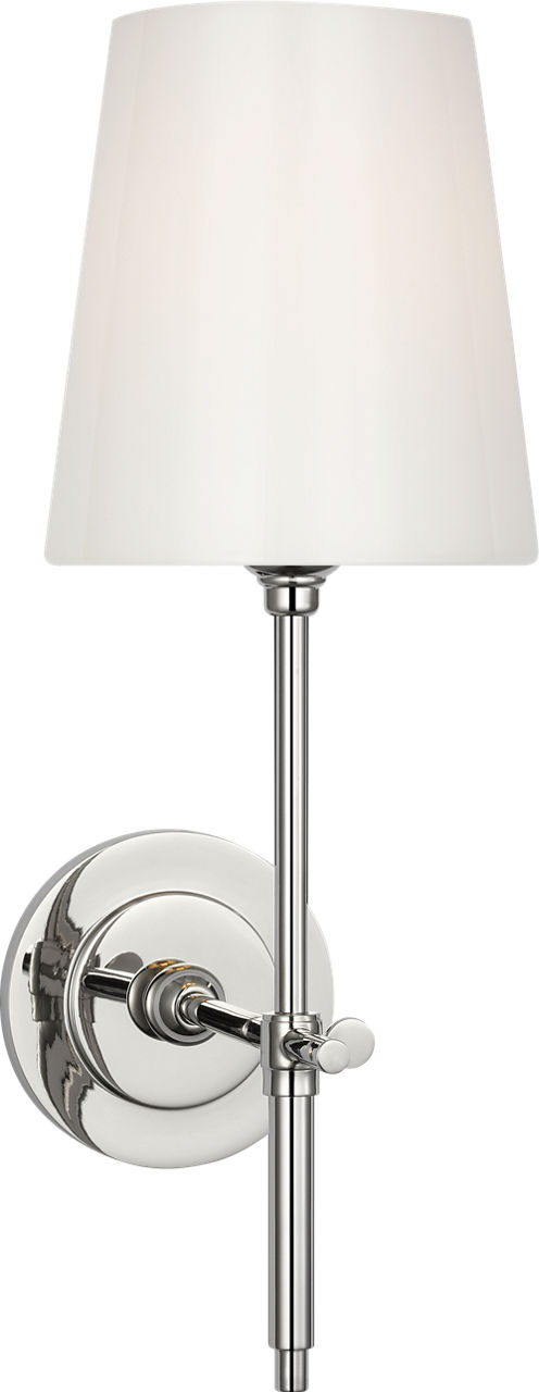 Bryant 15" Cordless Bath Sconce in Polished Nickel with White Glass-TOB 2039PN-WG-CL