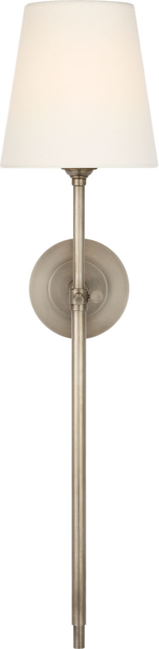 Bryant 27" Cordless Tail Sconce in Antique Nickel with Linen Shade