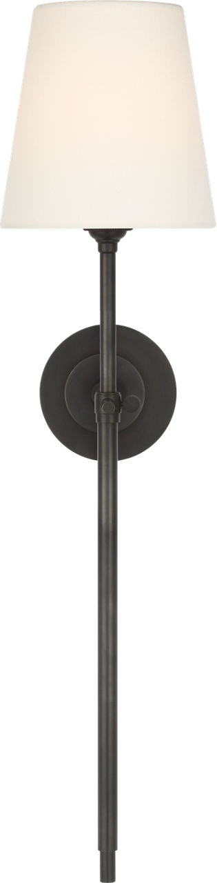 Bryant 27" Cordless Tail Sconce in Bronze with Linen Shade