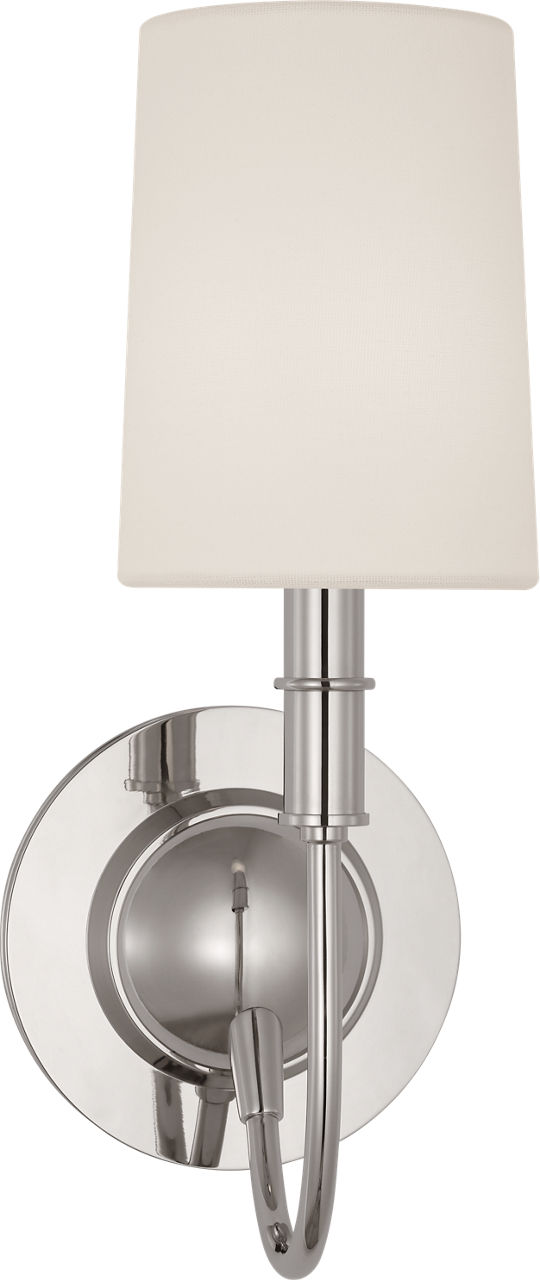 Elkins Sconce in Polished Nickel with Linen Shade