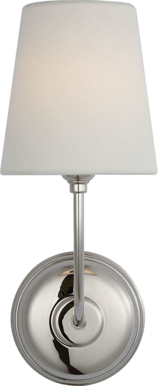 Vendome 16" Cordless Single Sconce in Polished Nickel with Linen Shade