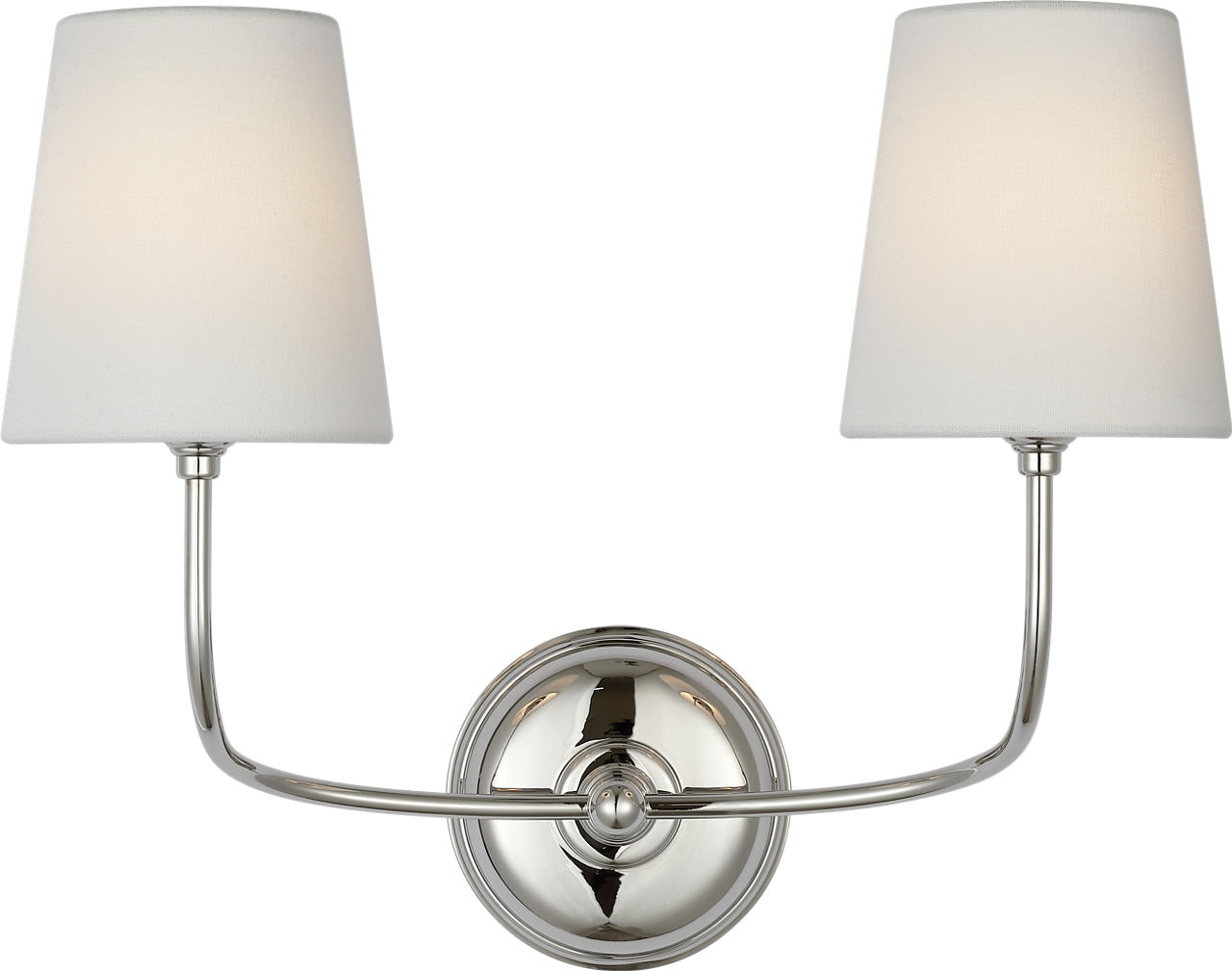 Vendome 16" Cordless Double Sconce in Polished Nickel with Linen Shades
