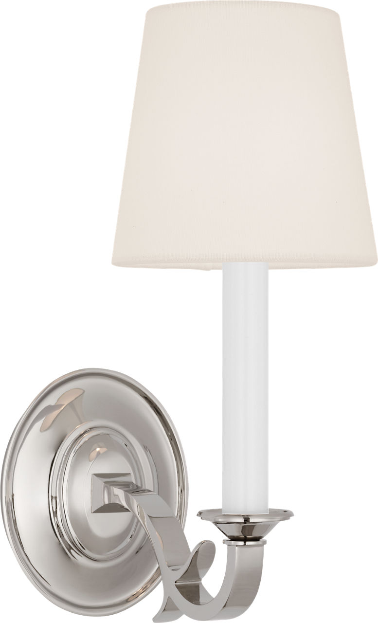 Channing Single Sconce in Polished Nickel with Linen Shade