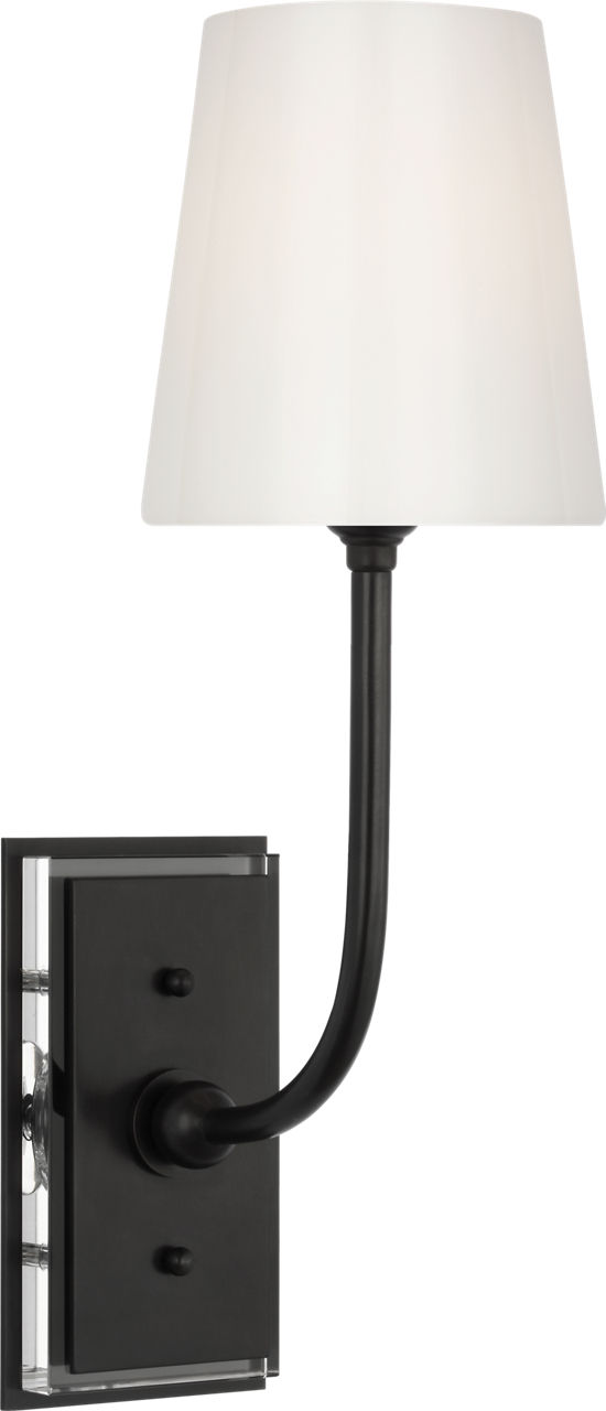 Hulton 17" Cordless Single Sconce in Bronze with White Glass Shade