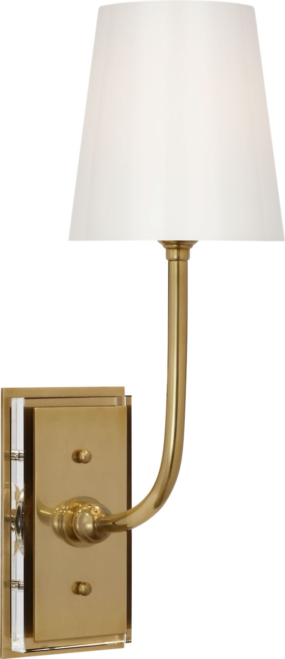 Hulton 17" Cordless Single Sconce in Hand-Rubbed Antique Brass with White Glass Shade