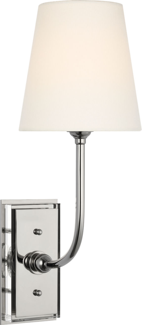 Hulton 17" Cordless Single Sconce in Polished Nickel with Linen Shade