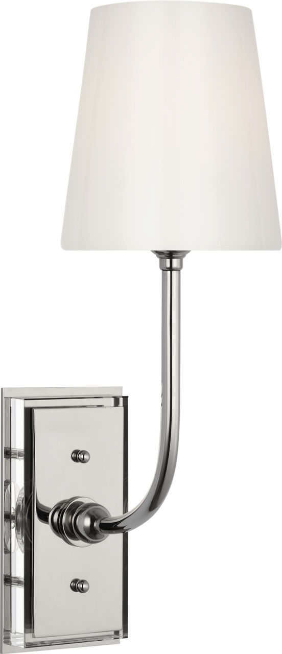 Hulton 17" Cordless Single Sconce in Polished Nickel with White Glass Shade