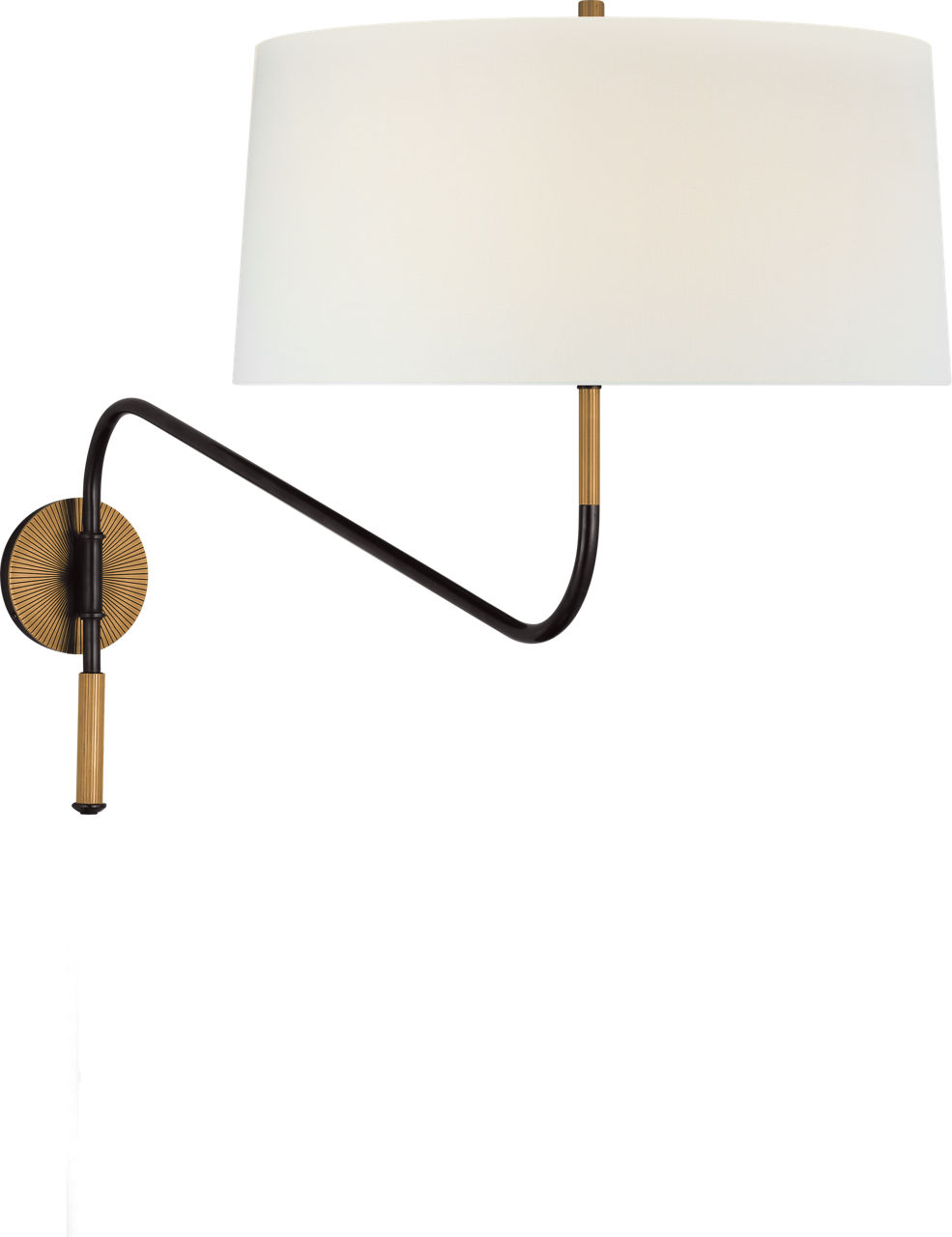 Canto Grande Swinging Wall Light in Bronze and Brass with Linen Shade