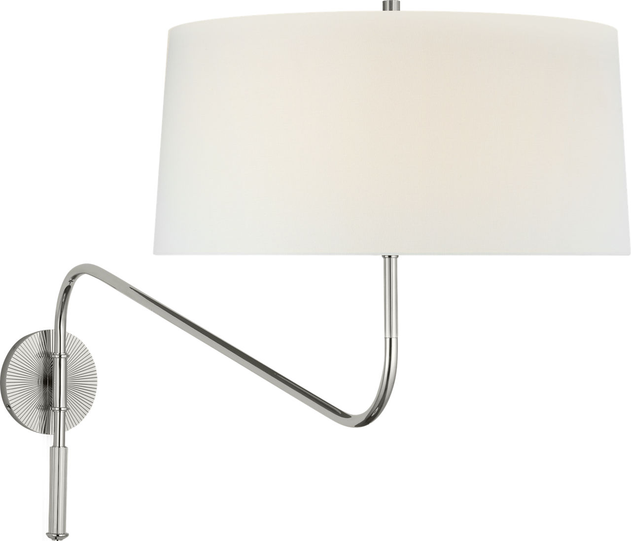 Canto Grande Swinging Wall Light in Polished Nickel with Linen Shade