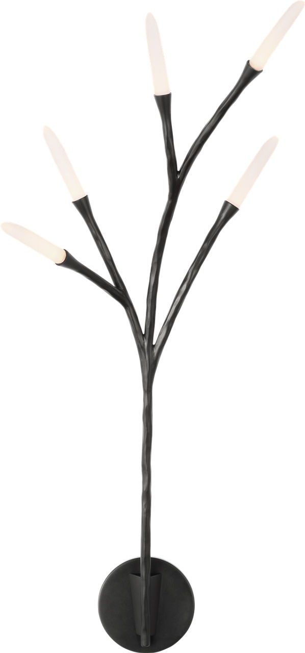 Tirucalli 25" Sculpted Sconce in Waxed Black with Etched Crystal