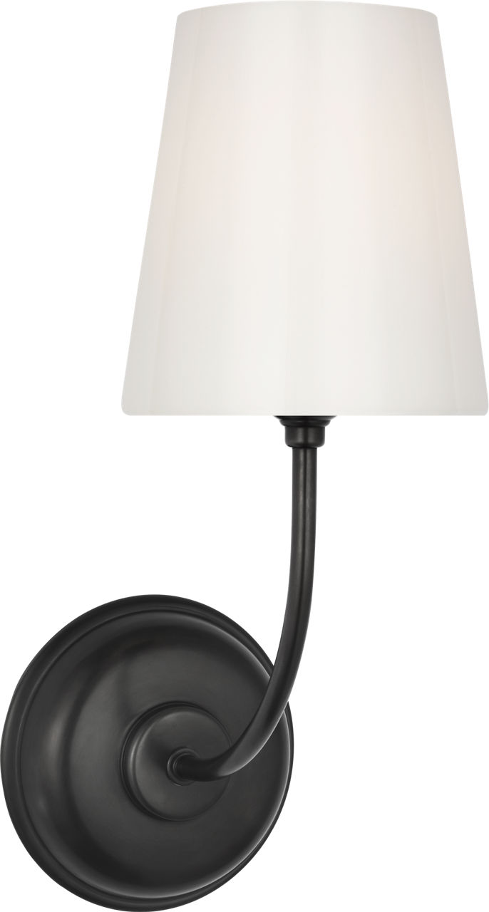 Vendome Single Sconce in Bronze with White Glass