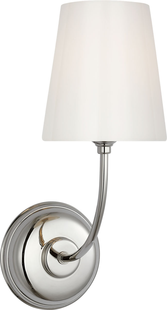 Vendome Single Sconce in Polished Nickel with White Glass
