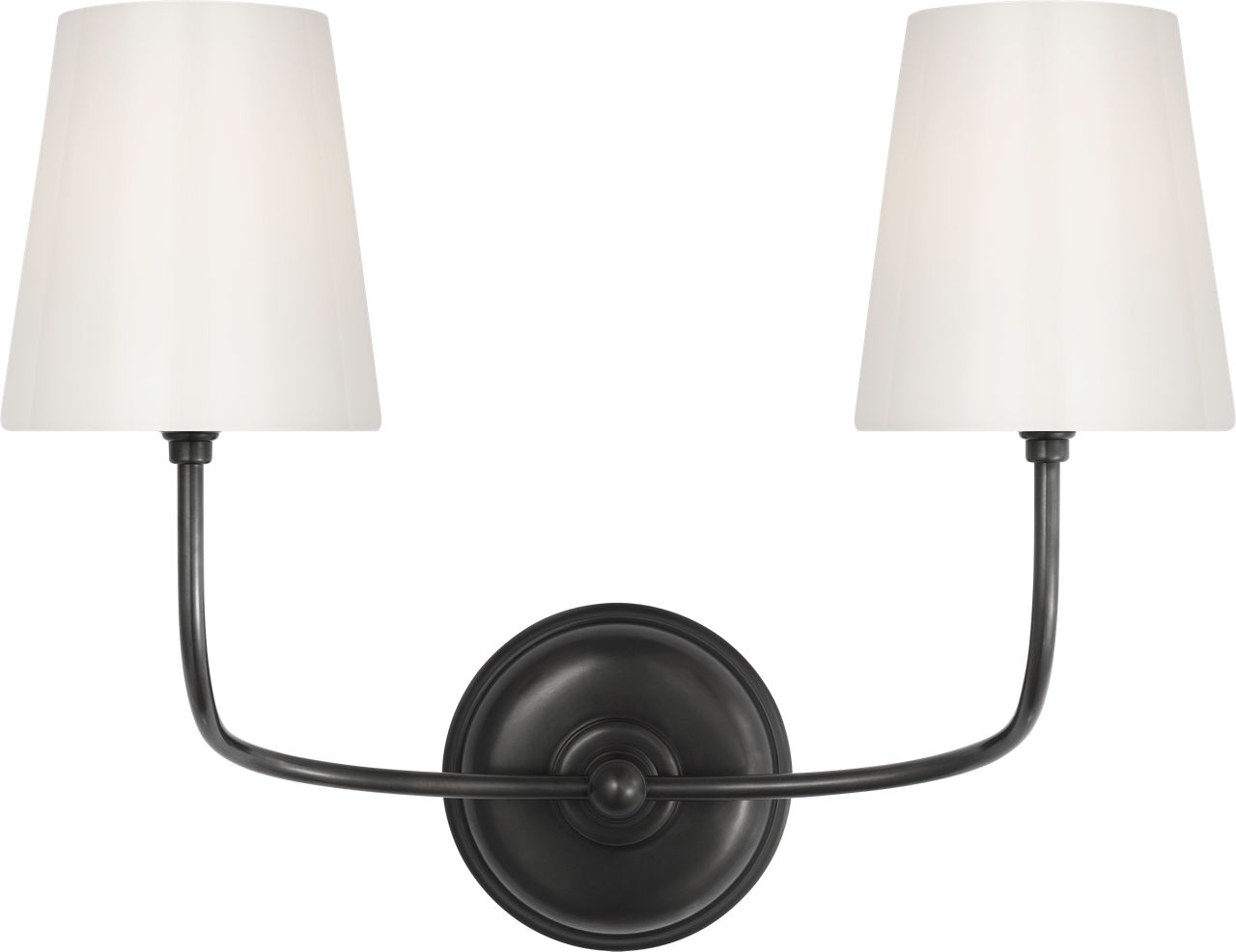 Vendome Double Sconce in Bronze with White Glass