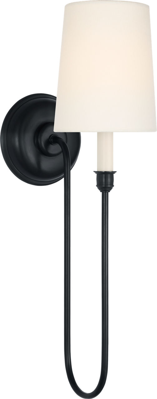 Vendome 21" Deep Arm Cordless Sconce in Bronze with Linen Shade