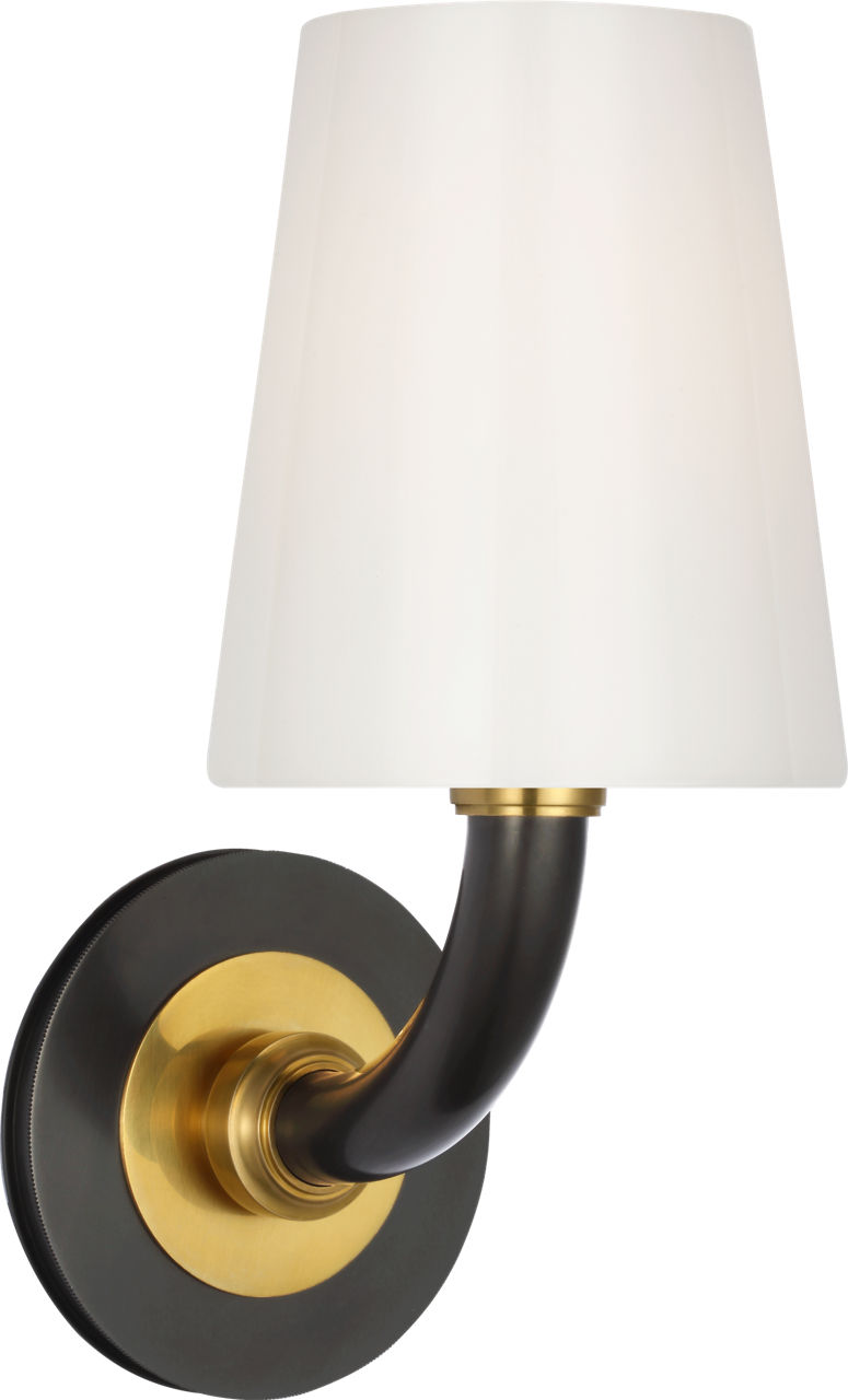 Rally 12" Bath Sconce in Bronze and Hand-Rubbed Antique Brass with White Glass Shade