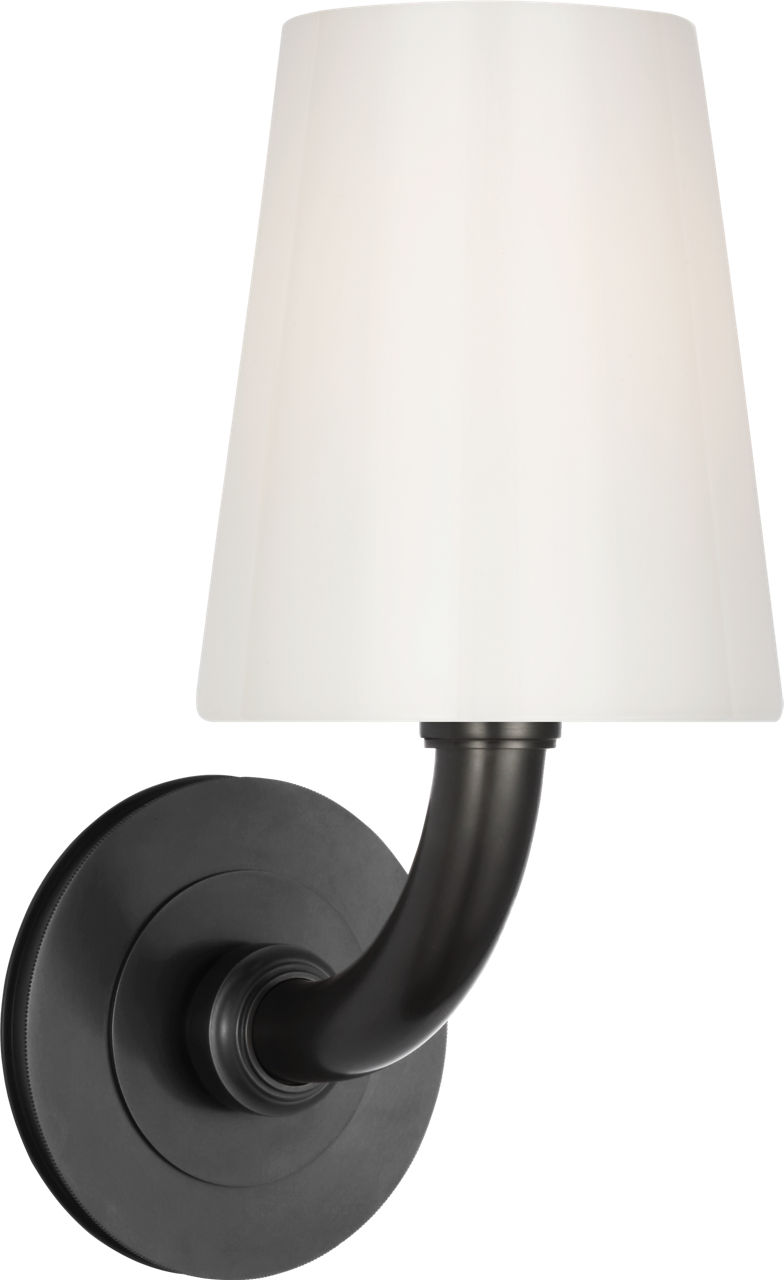 Rally 12" Bath Sconce in Bronze with White Glass Shade