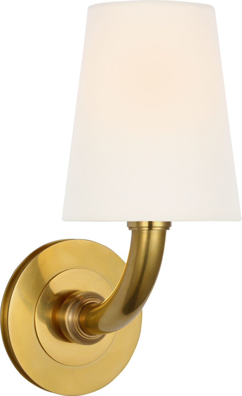 Rally 12" Bath Sconce in Hand-Rubbed Antique Brass with Linen Shade