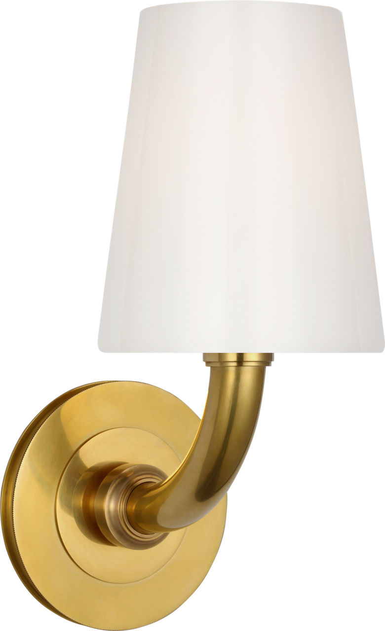 Rally 12" Bath Sconce in Hand-Rubbed Antique Brass with White Glass Shade