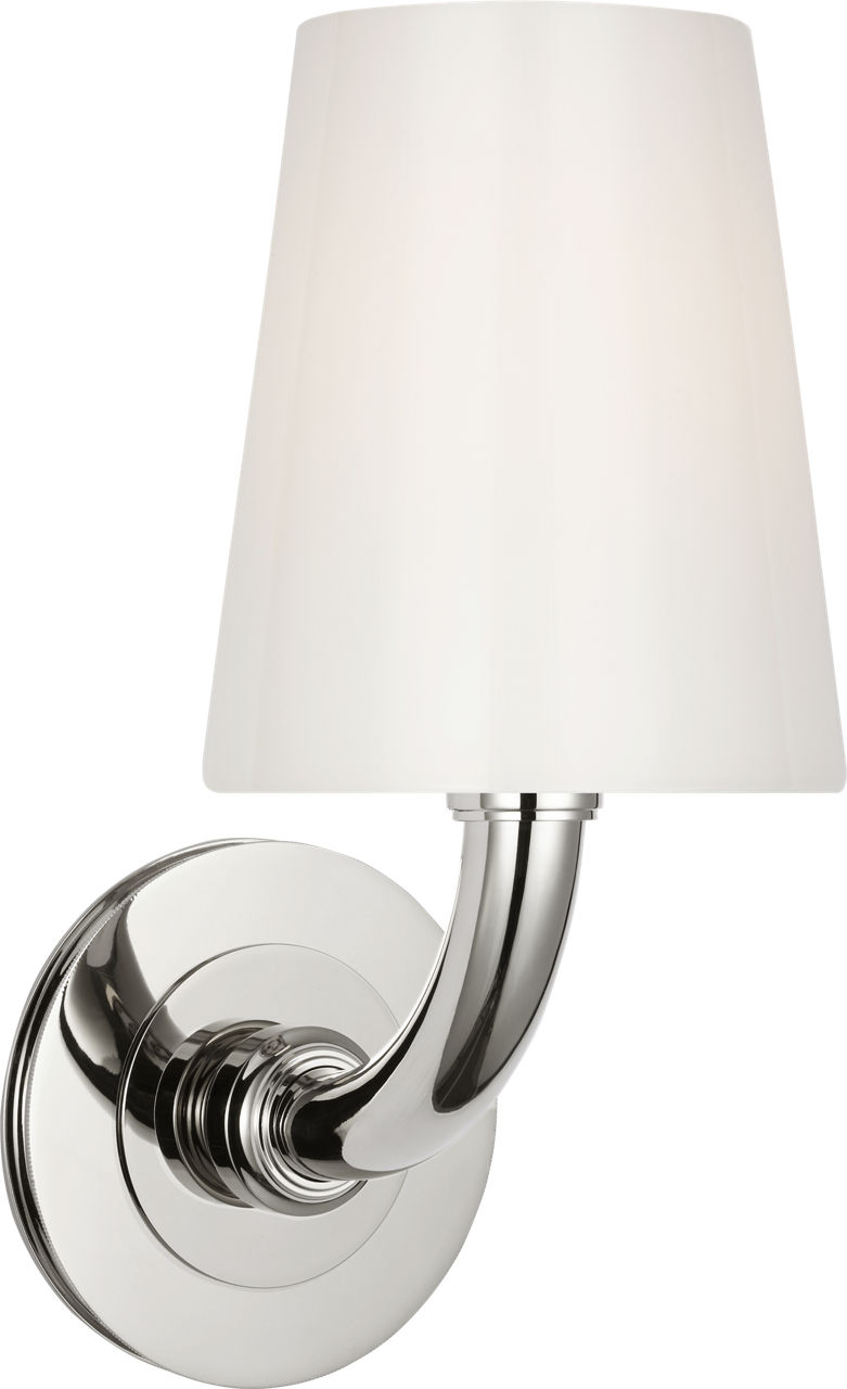 Rally 12" Bath Sconce in Polished Nickel with White Glass Shade