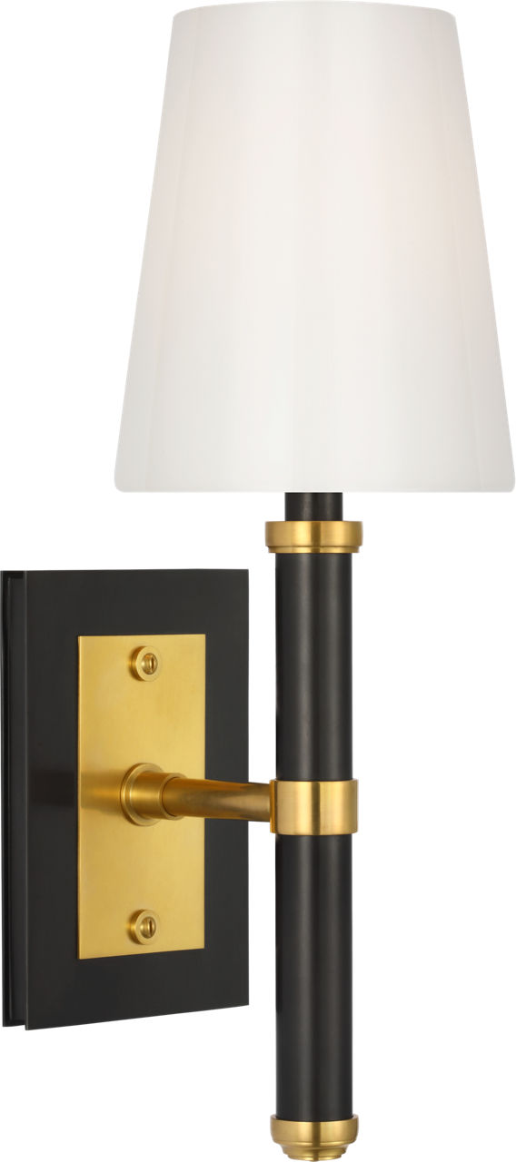 Rally 15" Sconce in Bronze and Hand-Rubbed Antique Brass with White Glass Shade