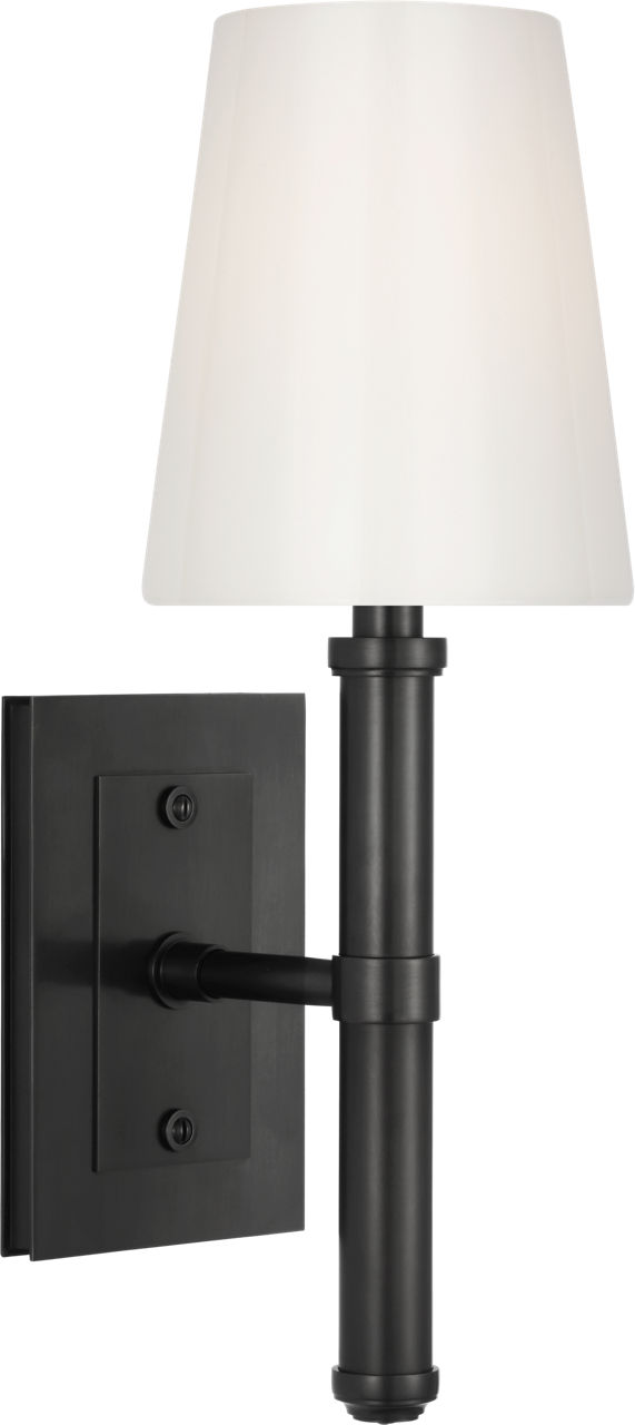 Rally 15" Sconce in Bronze with White Glass Shade