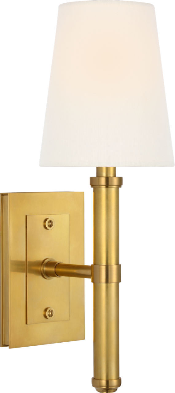 Rally 15" Sconce in Hand-Rubbed Antique Brass with Linen Shade