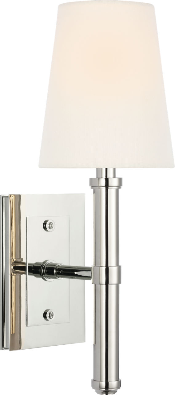 Rally 15" Sconce in Polished Nickel with Linen Shade