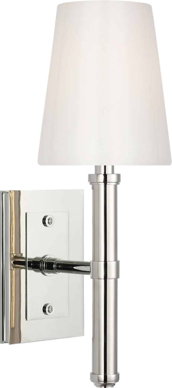 Rally 15" Sconce in Polished Nickel with White Glass Shade