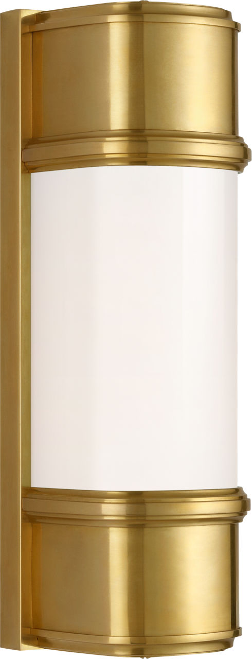 Rally 13" Linear Bath Sconce in Hand-Rubbed Antique Brass with White Glass