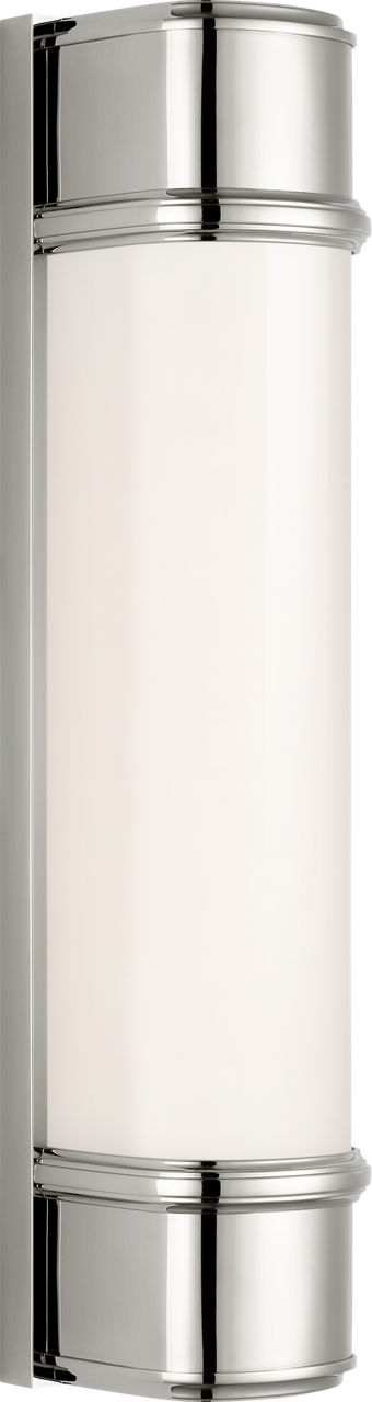 Rally 19" Linear Bath Sconce in Polished Nickel with White Glass