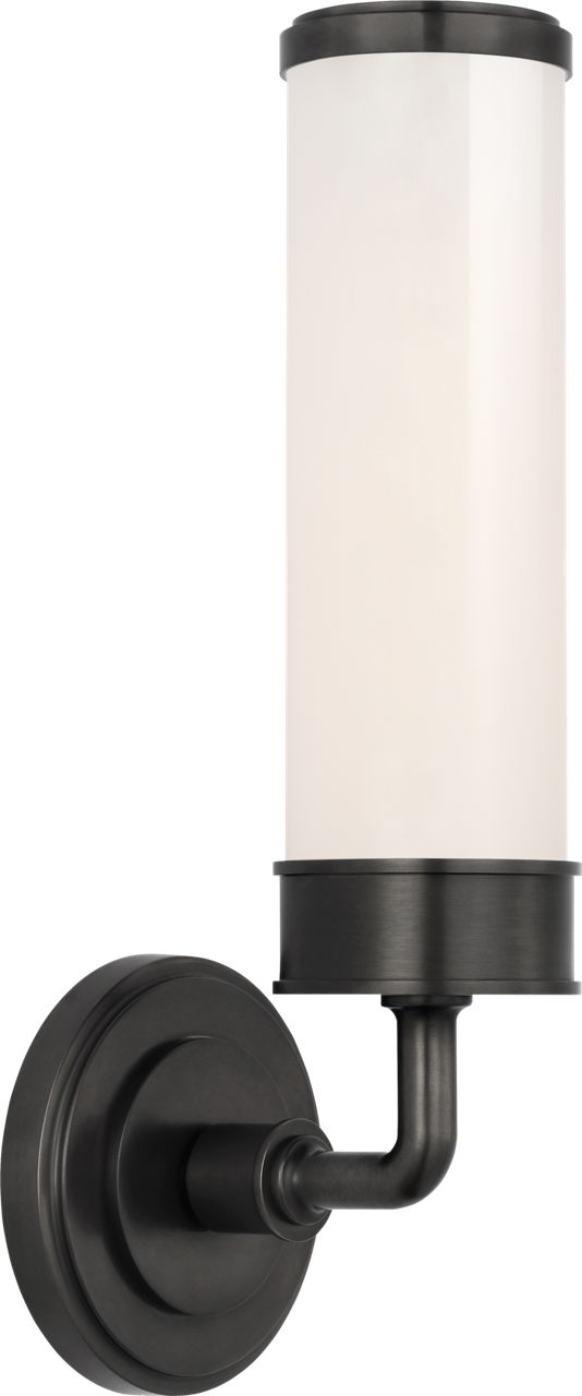 Maritime 14" Bracketed Bath Sconce in Bronze with White Glass