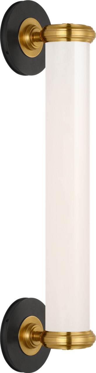 Rally 23" Bracketed Bath Sconce in Bronze and Hand-Rubbed Antique Brass with White Glass