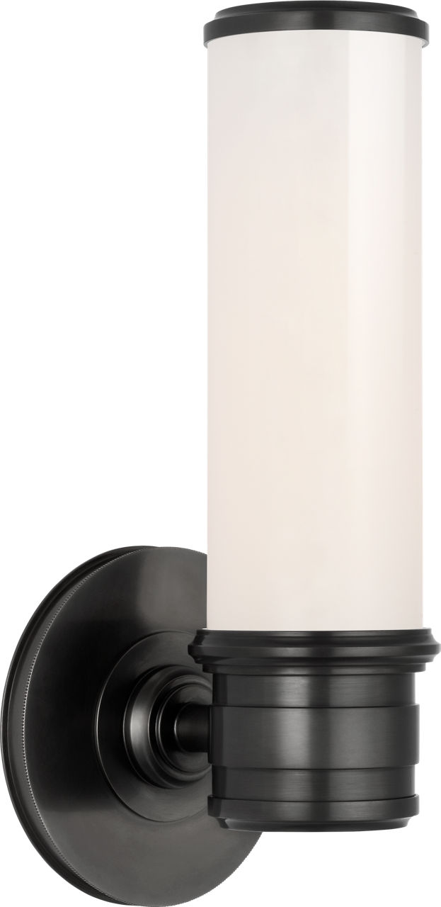 Rally 11" Single Bath Sconce in Bronze with White Glass