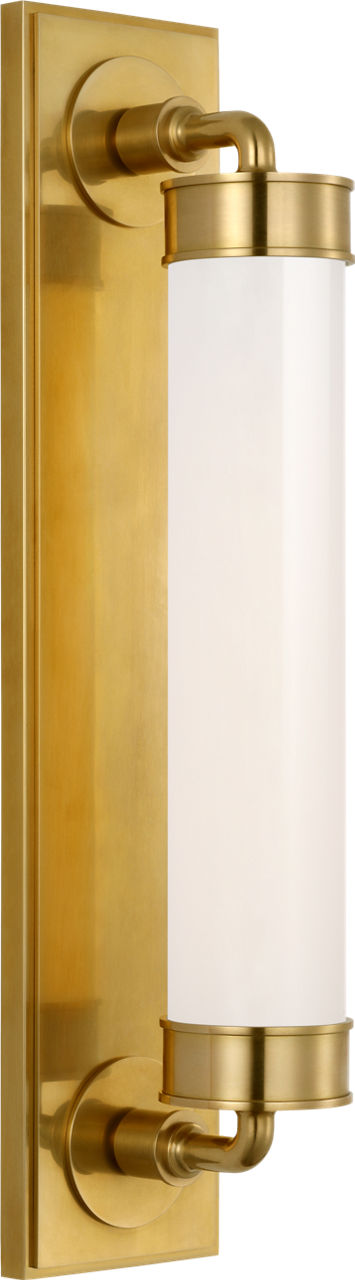 Maritime 20" Linear Bath Sconce in Hand-Rubbed Antique Brass with White Glass