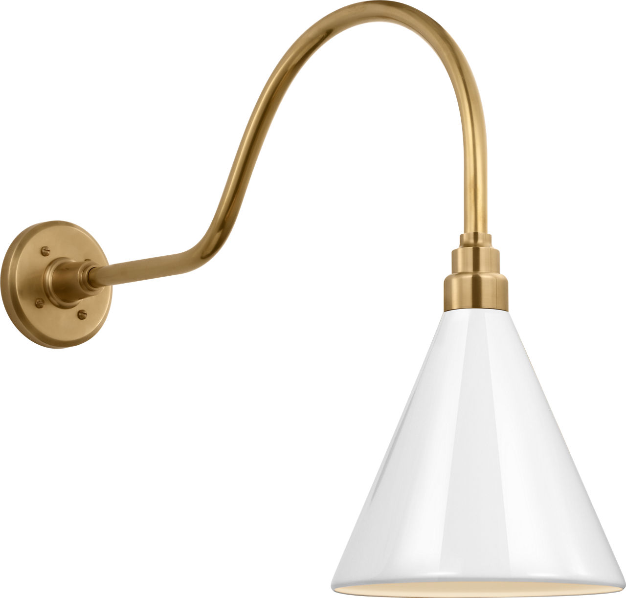 Academy 23" Flynn Barn Light in Hand-Rubbed Antique Brass with 9" White Conical Savannah Shade