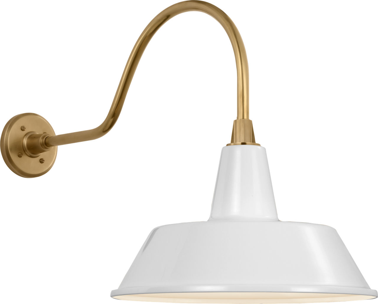 Academy 23" Flynn Barn Light in Hand-Rubbed Antique Brass with 16" White Bowers Shade