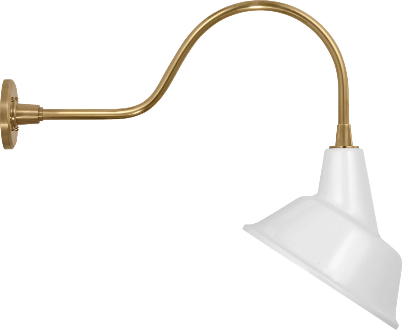 Academy 23" Flynn Barn Light in Hand-Rubbed Antique Brass with 12.5" White Tilted Bowers Shade