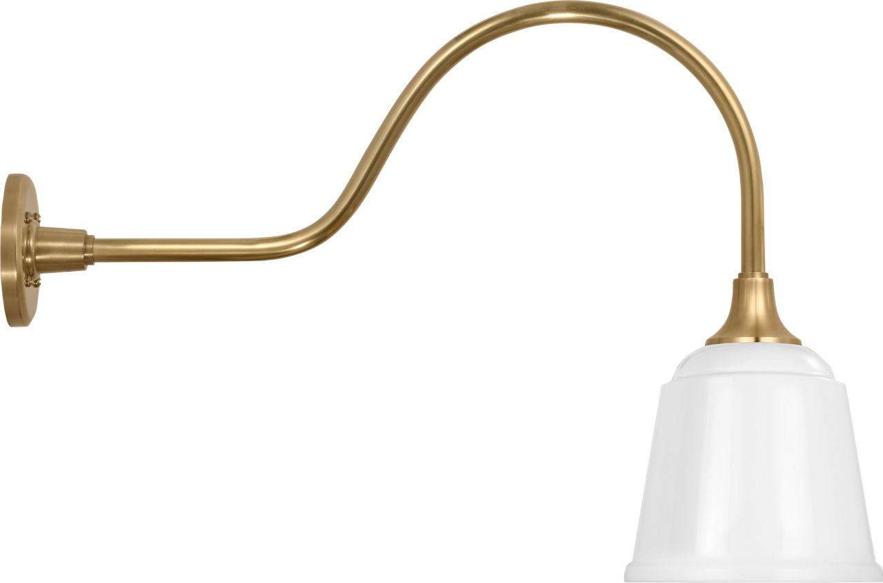 Academy 23" Flynn Barn Light in Hand-Rubbed Antique Brass with 8" White Rockhouse Shade