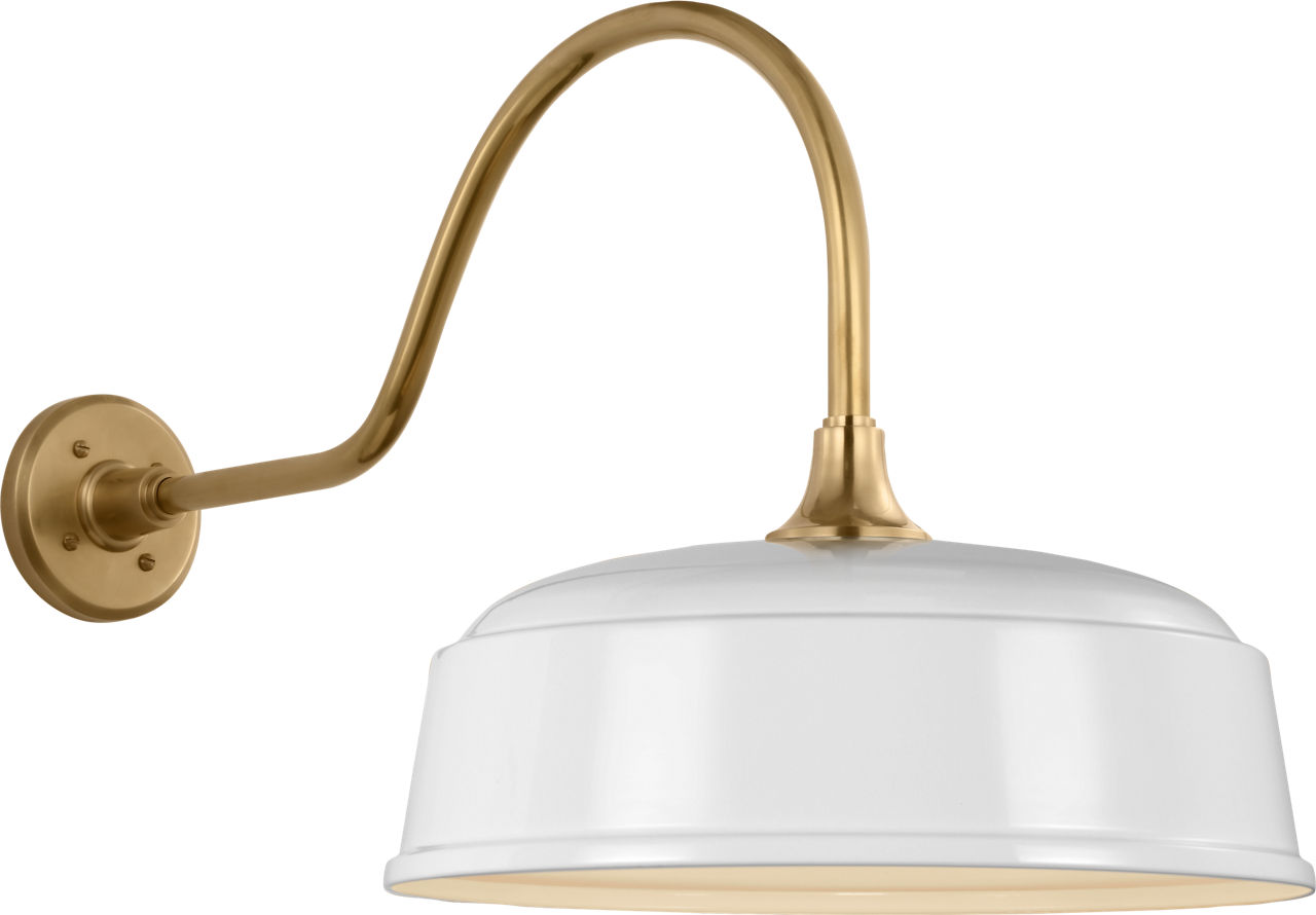 Academy 23" Flynn Barn Light in Hand-Rubbed Antique Brass with 16" White Rockhouse Shade