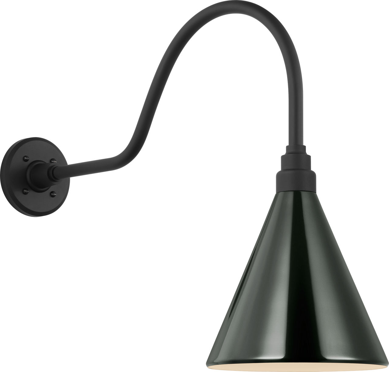 Academy 23" Flynn Barn Light in Matte Black with 9" Green Conical Savannah Shade