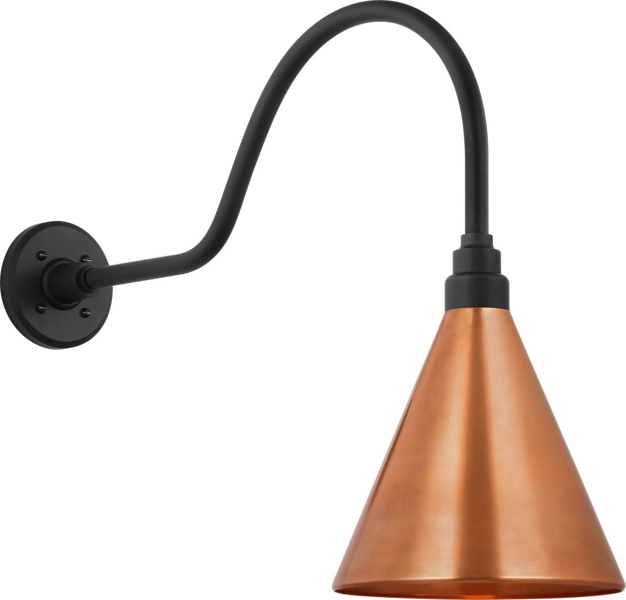 Academy 23" Flynn Barn Light in Matte Black with 9" Soft Copper Conical Savannah Shade