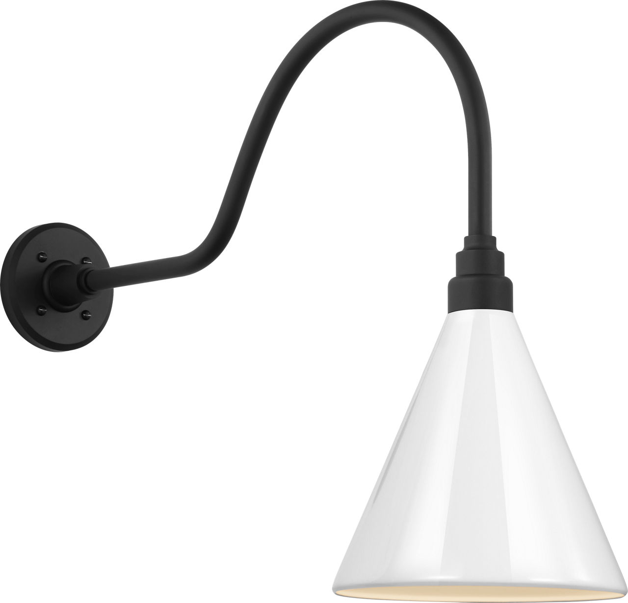 Academy 23" Flynn Barn Light in Matte Black with 9" White Conical Savannah Shade