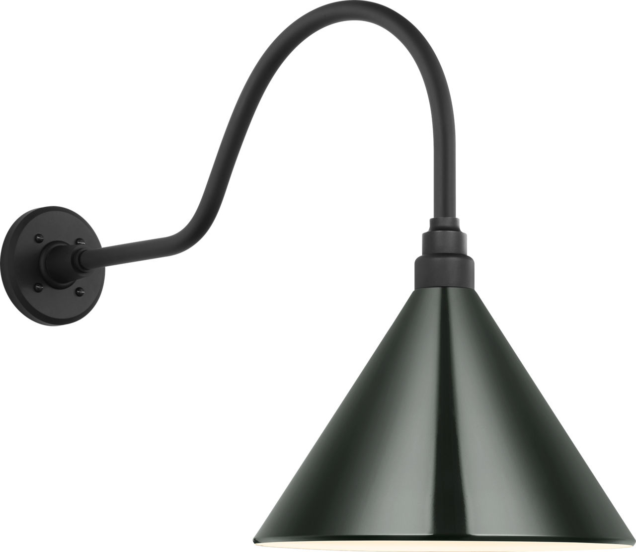 Academy 23" Flynn Barn Light in Matte Black with 12.5" Green Conical Savannah Shade