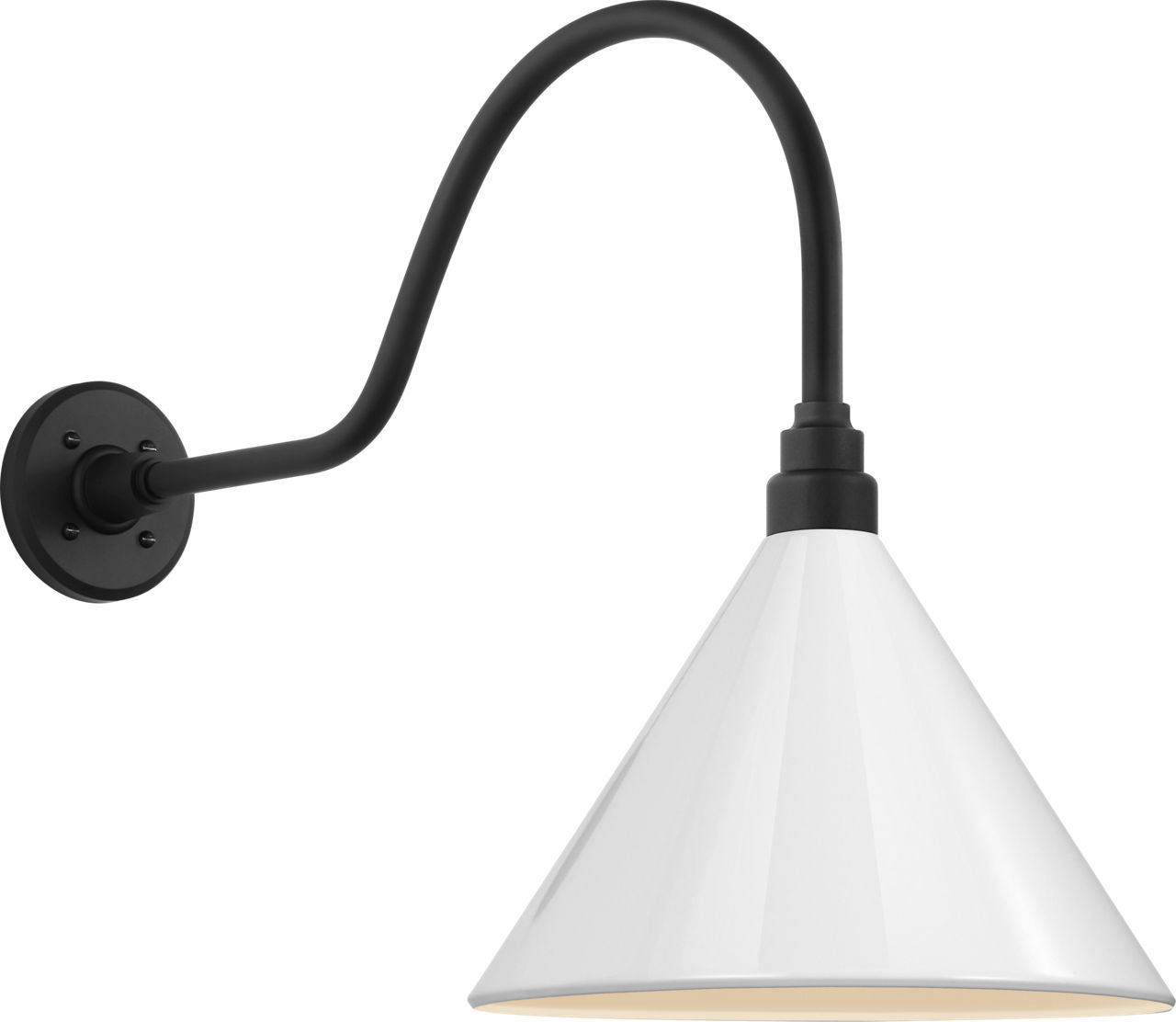 Academy 23" Flynn Barn Light in Matte Black with 12.5" White Conical Savannah Shade